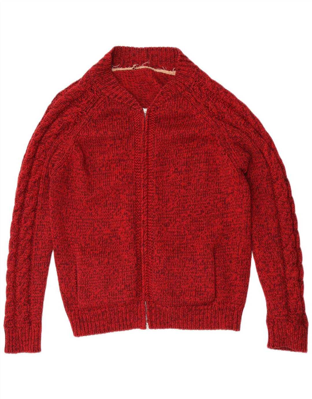 Maglione cardigan da uomo vintage rosso medio screziato