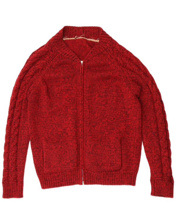 Maglione cardigan da uomo vintage rosso medio screziato