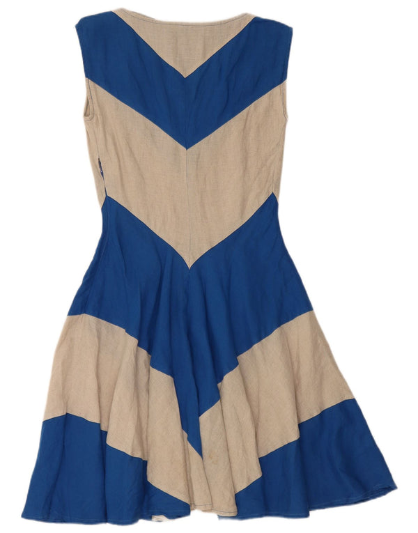 Abito a trapezio senza maniche da donna Penny Black UK 6 XS Lino color block blu