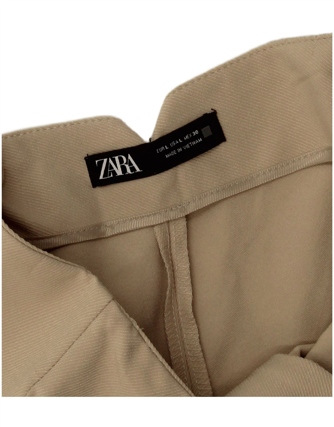 Pantaloni corti da donna Zara a gamba larga, grandi W32 L25 poliestere beige