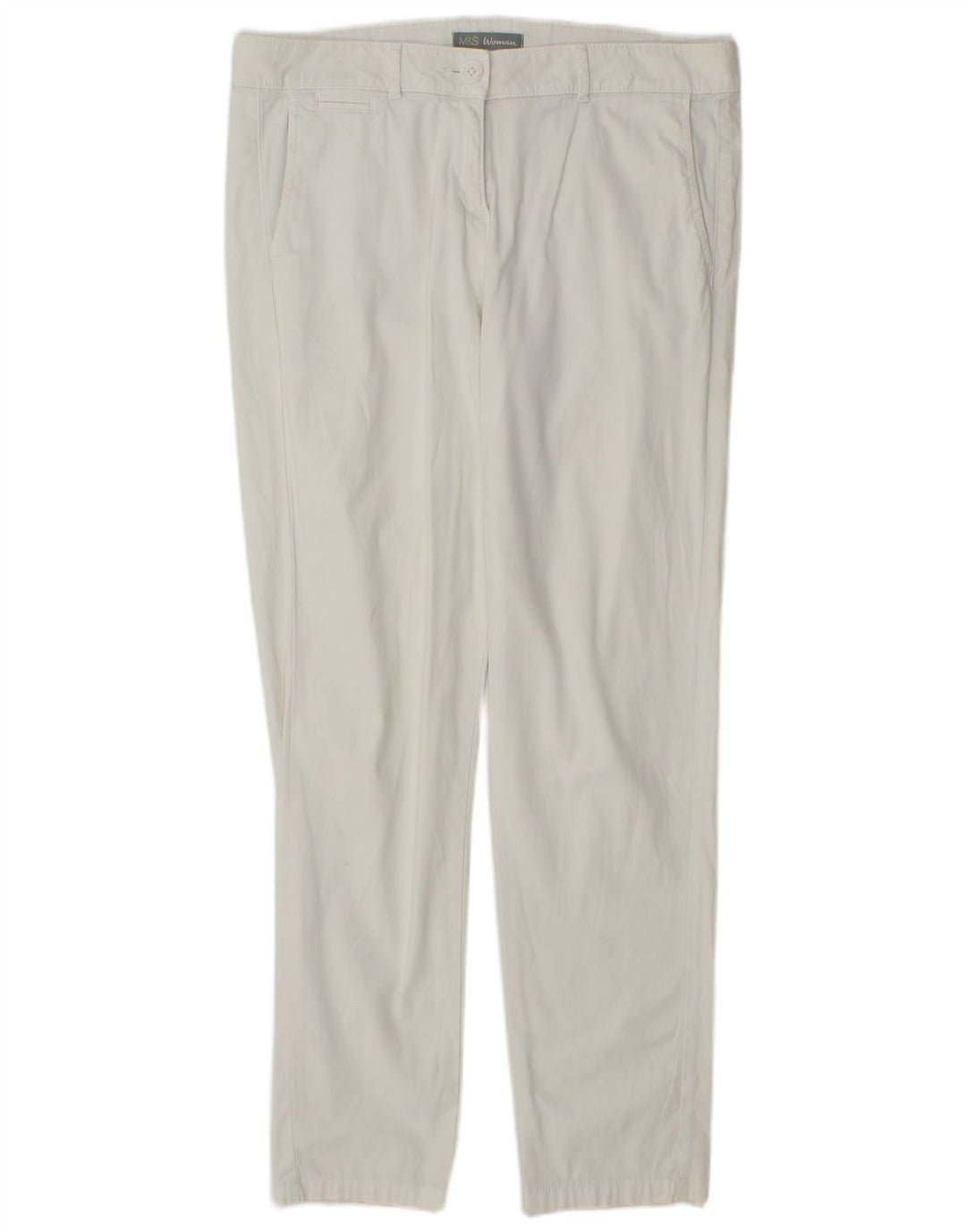 Pantaloni chino slim da donna Marks & Spencer UK 12 medi W32 L30 bianchi