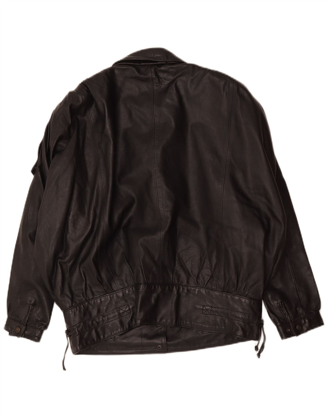 Giacca in pelle oversize da donna vintage EU 36 piccola in pelle nera
