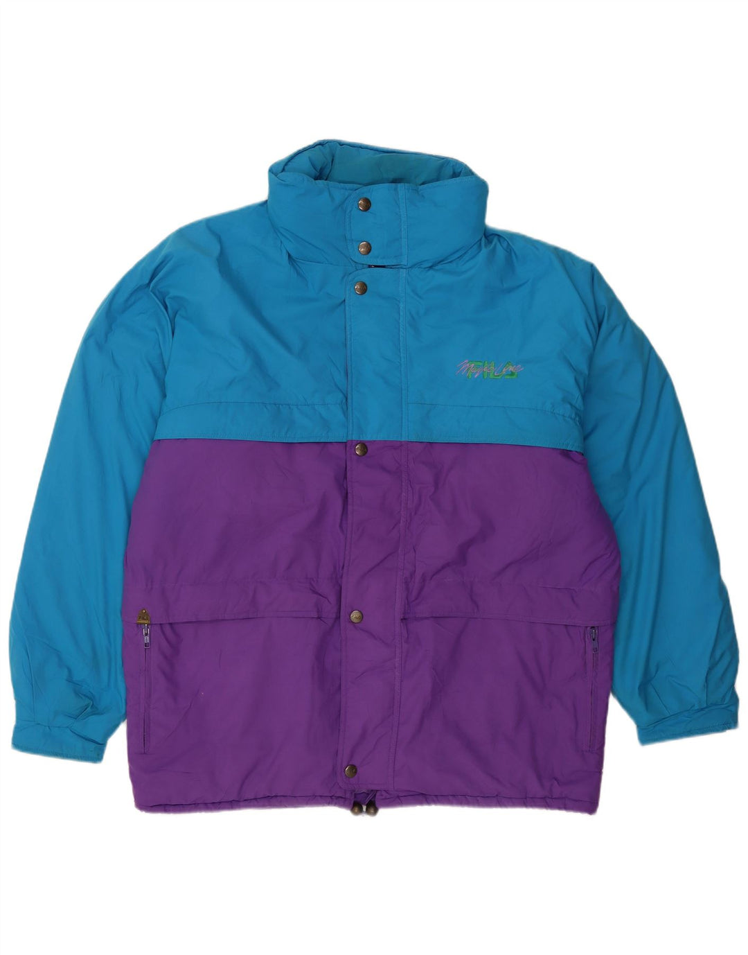 FILA Mens Hooded Windbreaker Jacket IT 54 2XL Blue Colourblock