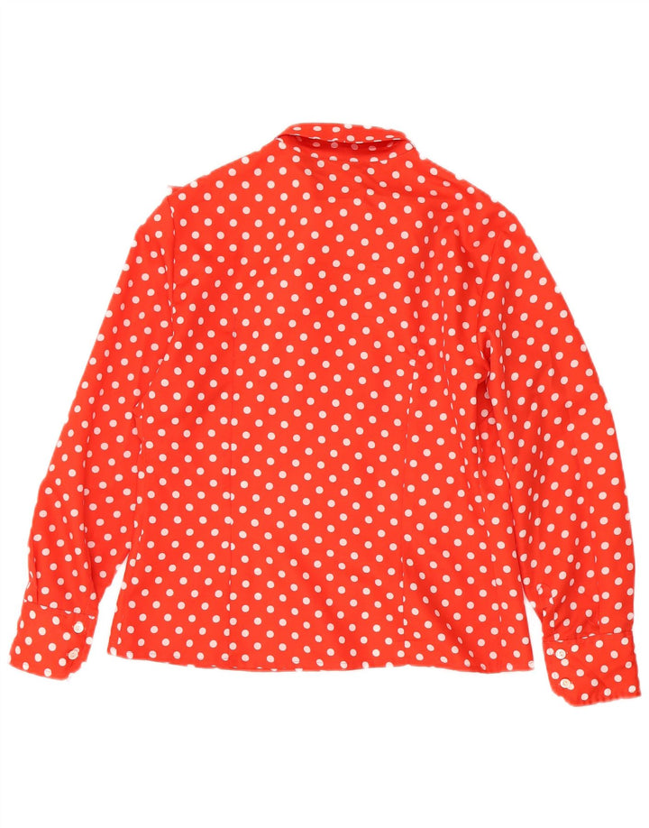 Camicetta da donna vintage con cravatta sul davanti IT 48 XL a pois rossi