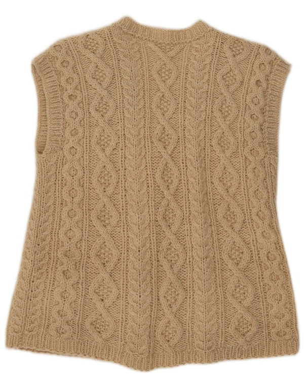 Vintage Womens Sleeveless Cardigan Sweater UK 14 Medium Beige