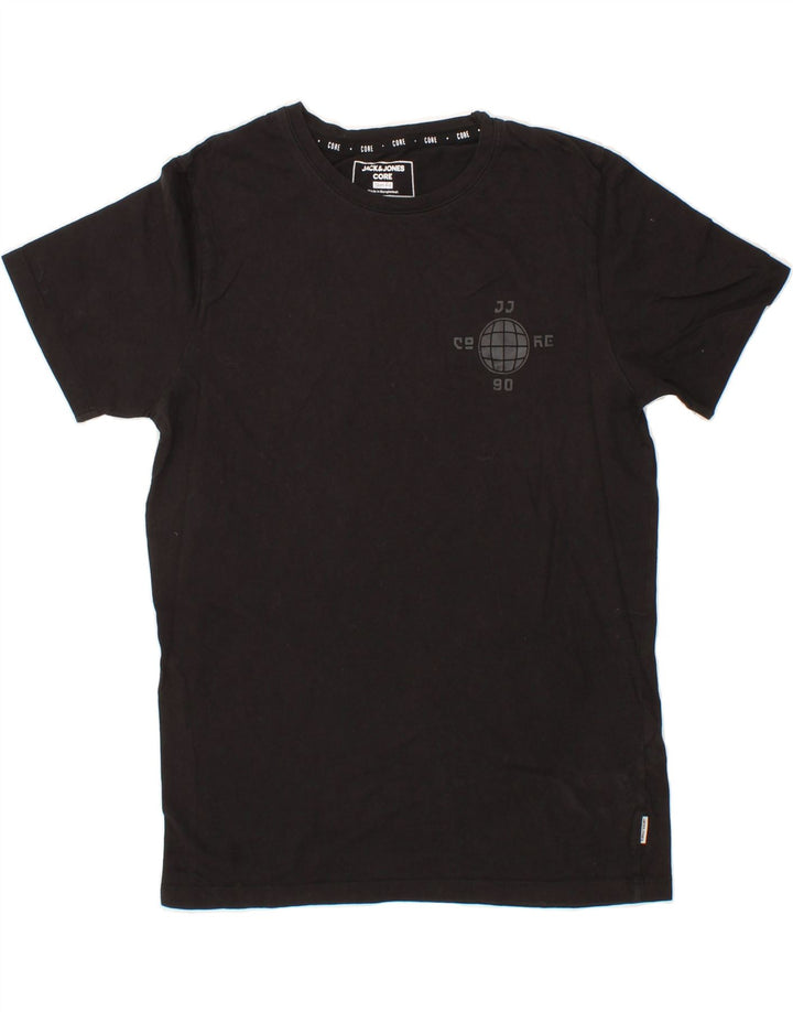 JACK & JONES Mens Slim Fit Graphic T-Shirt Top Medium Black Cotton Vintage Jack & Jones and Second-Hand Jack & Jones from Messina Hembry 