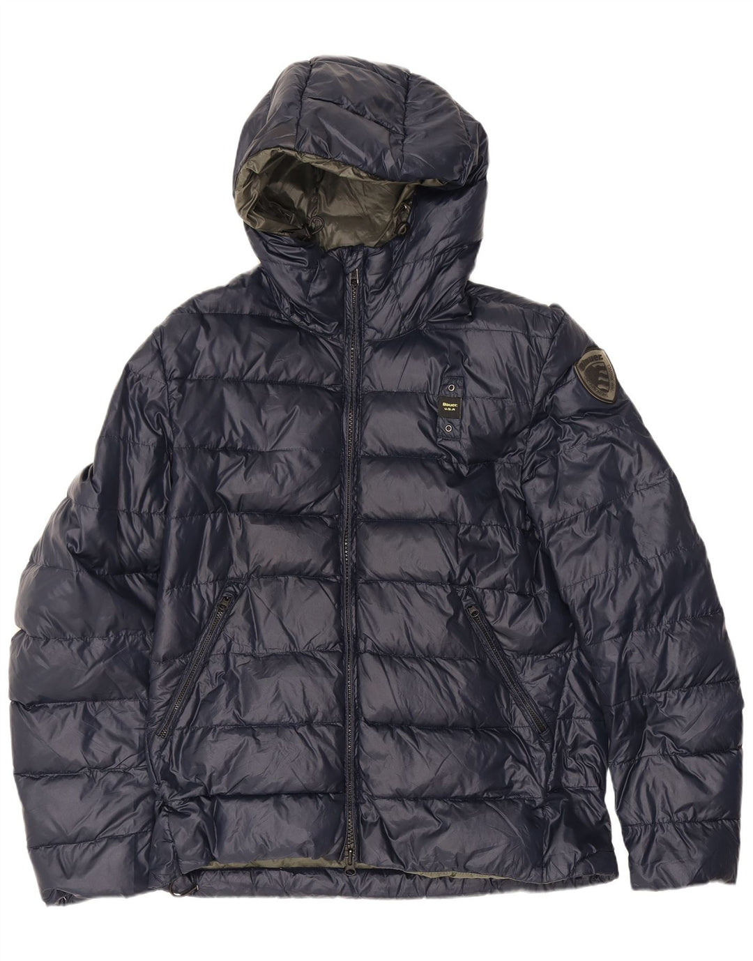 Giacca imbottita con cappuccio Blauer da uomo UK 40 Large blu navy in poliammide