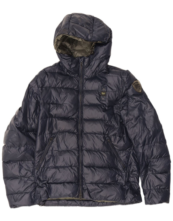 Giacca imbottita con cappuccio Blauer da uomo UK 40 Large blu navy in poliammide