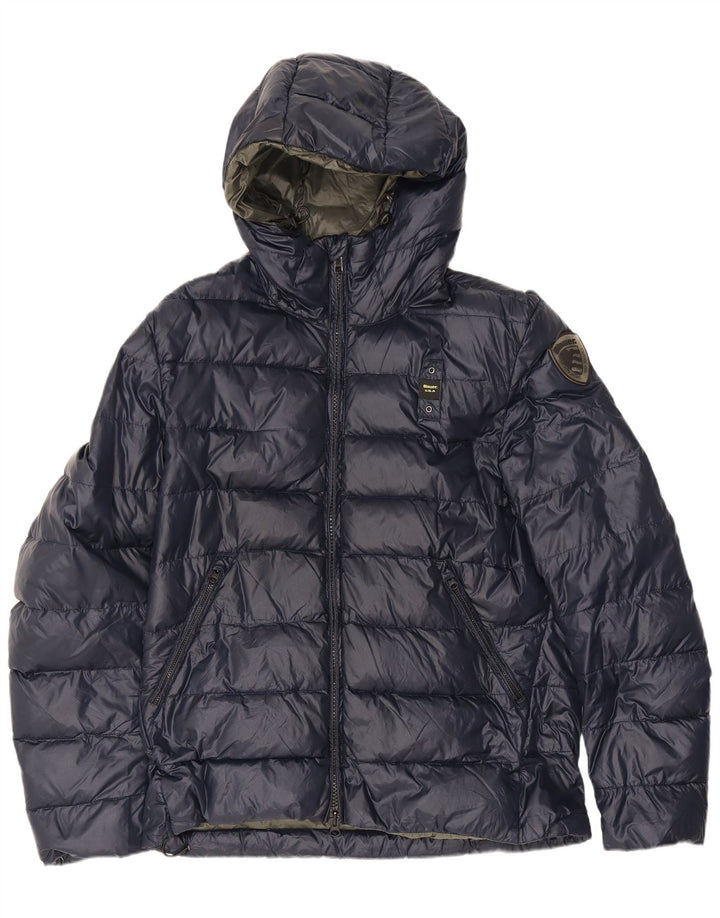 Giacca imbottita con cappuccio Blauer da uomo UK 40 Large blu navy in poliammide