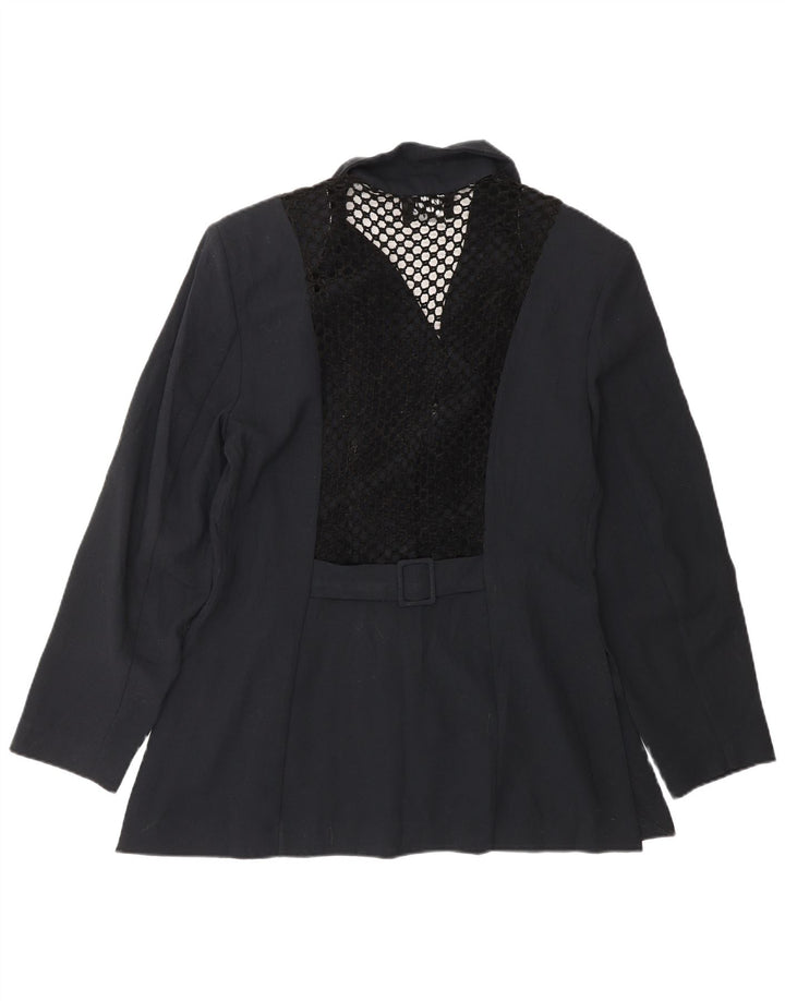 Giacca blazer da donna a 3 bottoni VINTAGE UK 14 medio blu navy
