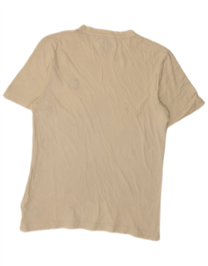 TOMMY HILFIGER Womens T-Shirt Top UK 14 Medium Beige Cotton