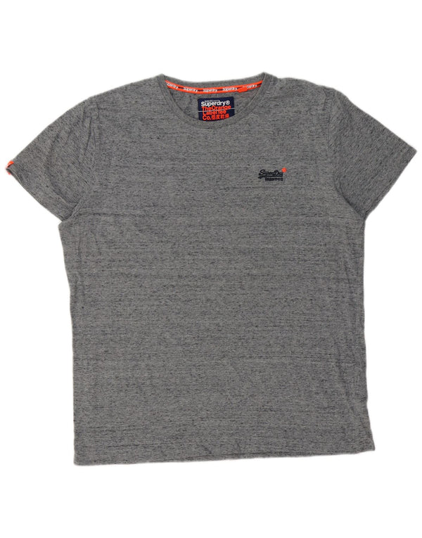 T-shirt da uomo SUPERDRY Top 2XL cotone chiazzato grigio