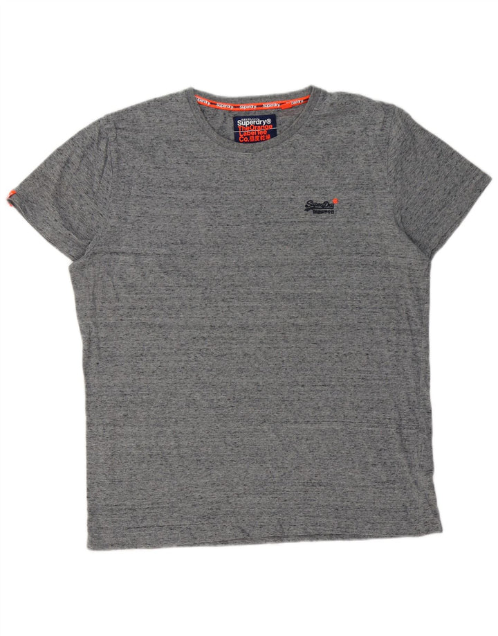 T-shirt da uomo SUPERDRY Top 2XL cotone chiazzato grigio