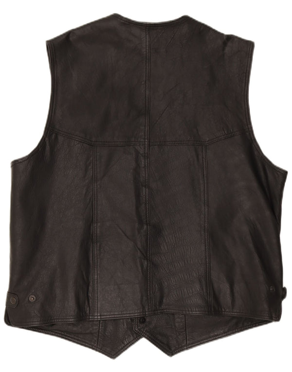 Gilet in pelle da uomo VINTAGE 3XL Pelle nera
