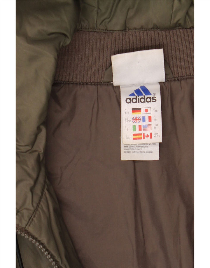 Giacca a vento con cappuccio Adidas da ragazzo 15-16 anni in poliammide kaki