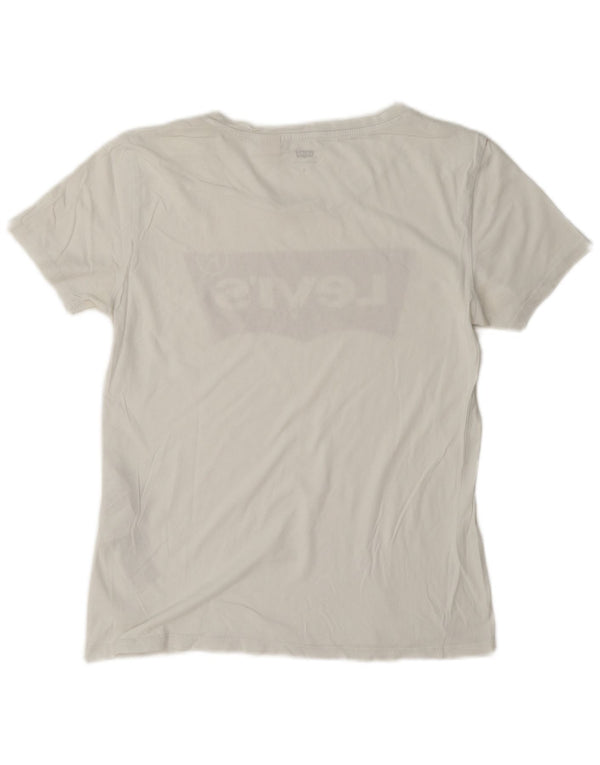 T-shirt grafica da donna Levi's Top UK 10 piccola in cotone bianco