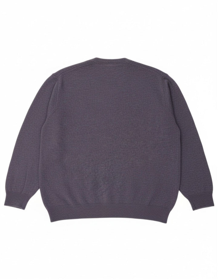 MARKS & SPENCER Mens V-Neck Jumper Sweater XL Blue Lambswool