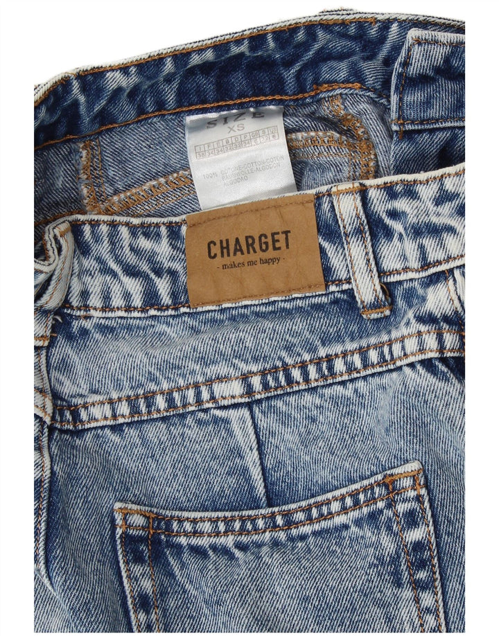 Jeans a vita alta affusolati da donna VINTAGE UK 6 XS W25 L25 cotone blu