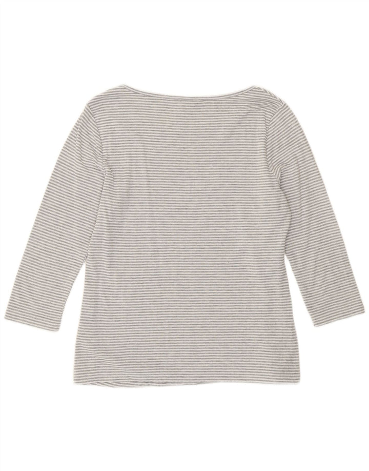 Crew Clothing Top da donna manica 3/4 UK 16 Poliestere a righe grandi grigie