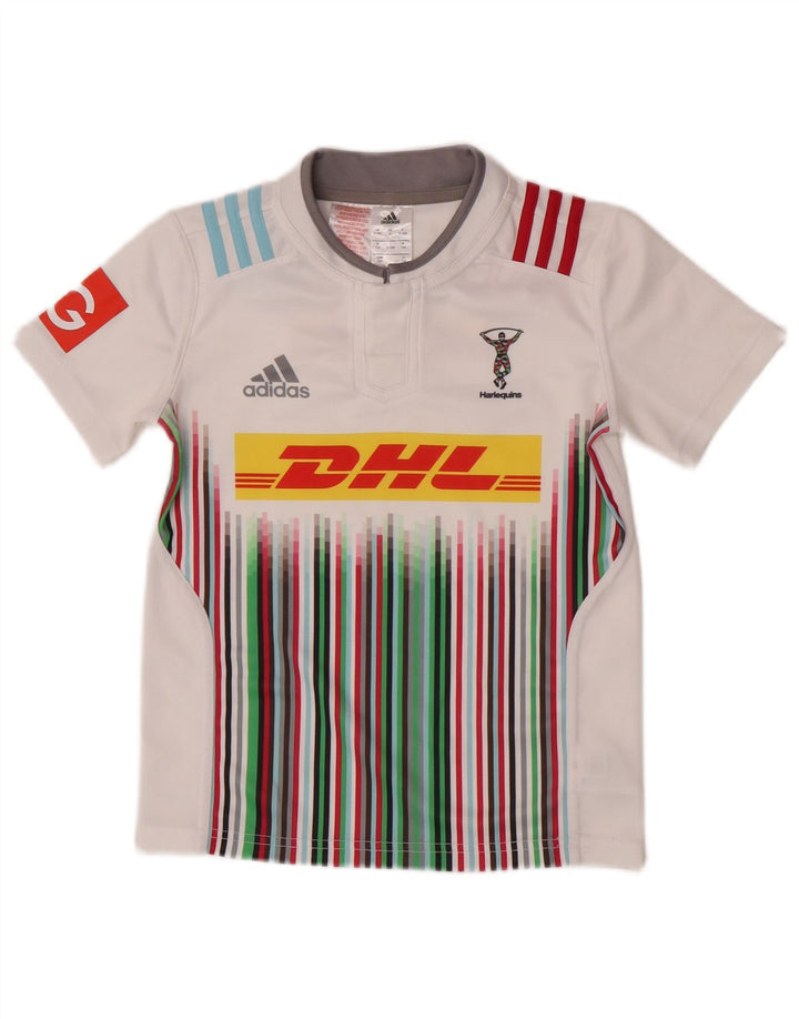 T-shirt grafica da ragazzo Adidas Top 9-10 anni in poliestere bianco