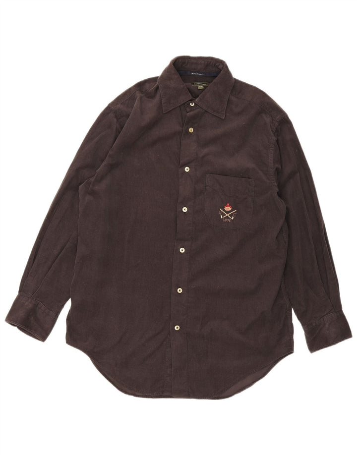 Camicia da uomo in velluto a coste Henry Cottons taglia 38 cotone grigio medio