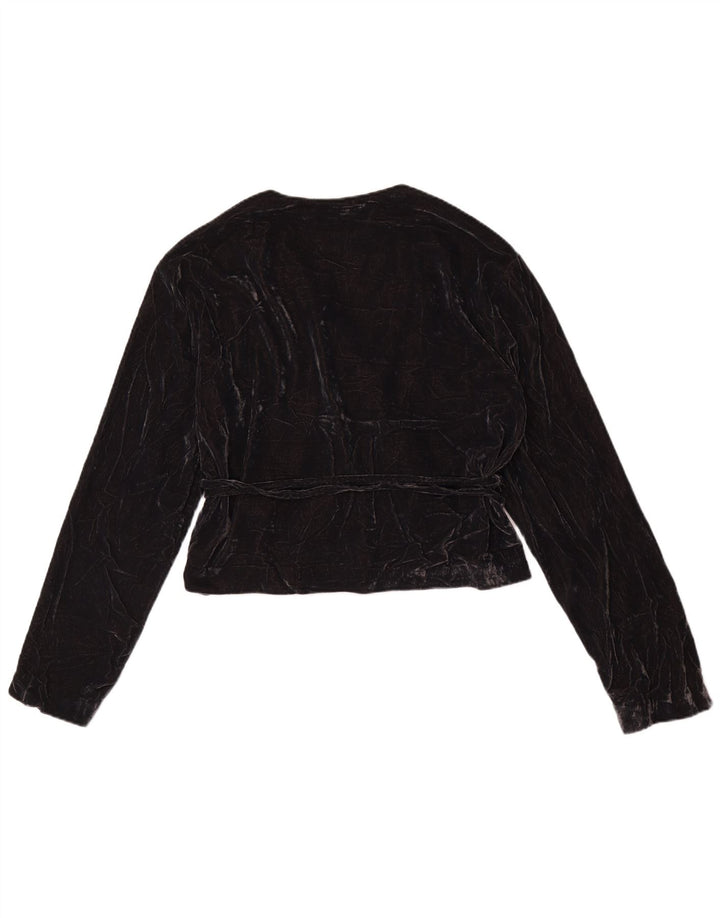 Top cardigan in velluto avvolgente da donna Zara UK 14 poliestere nero medio