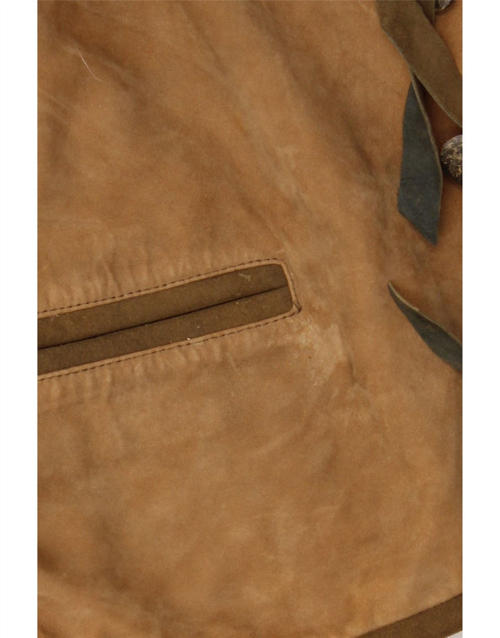 Giacca vintage in pelle scamosciata Trachten da donna EU 36 piccola in pelle beige