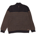 BLUE HARBOUR Mens Zip Neck Jumper Sweater 2XL Black Striped Cotton