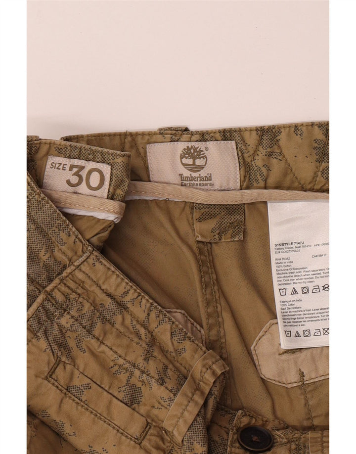 TIMBERLAND Mens Chino Shorts W30 Medium Beige Floral Cotton
