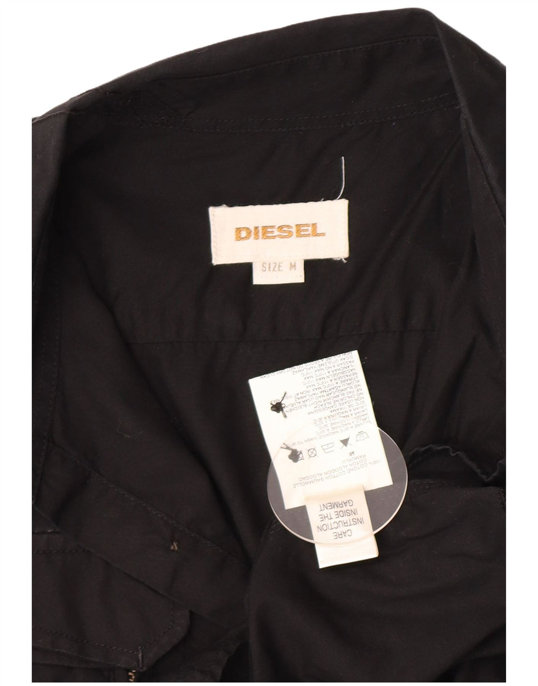 Camicia militare da uomo Diesel in cotone nero medio