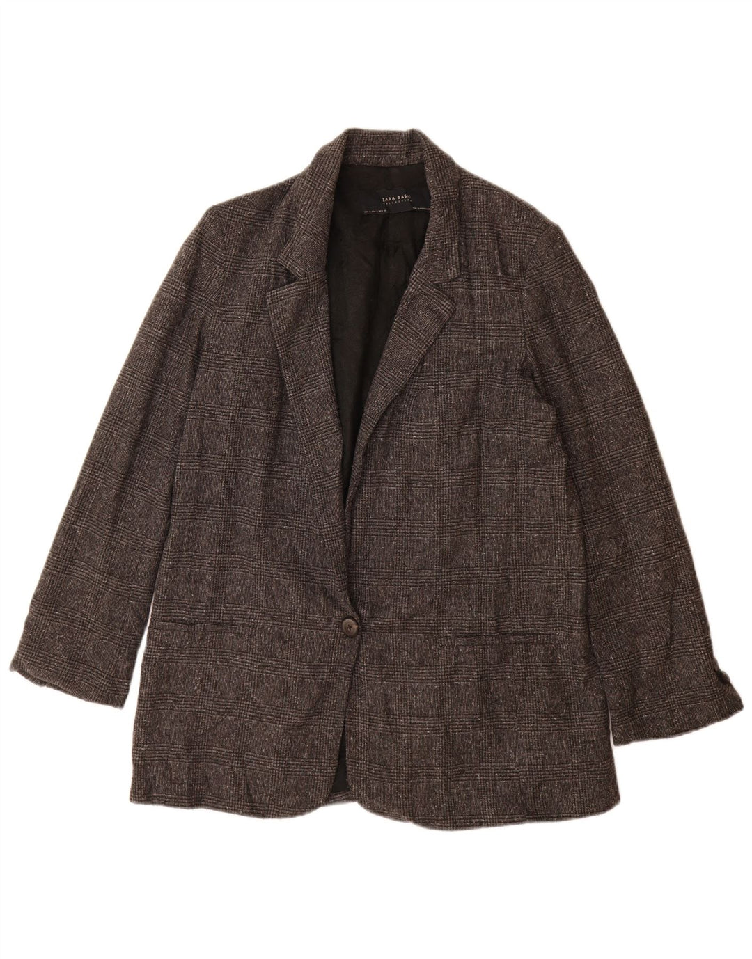 Giacca blazer oversize a 1 bottone da donna Zara UK 10 piccolo pied de poule grigio