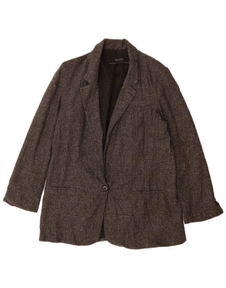 Giacca blazer oversize a 1 bottone da donna Zara UK 10 piccolo pied de poule grigio