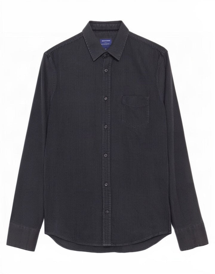 Camicia Uomo Trussardi Jeans Cotone Gessato Grigio Medio