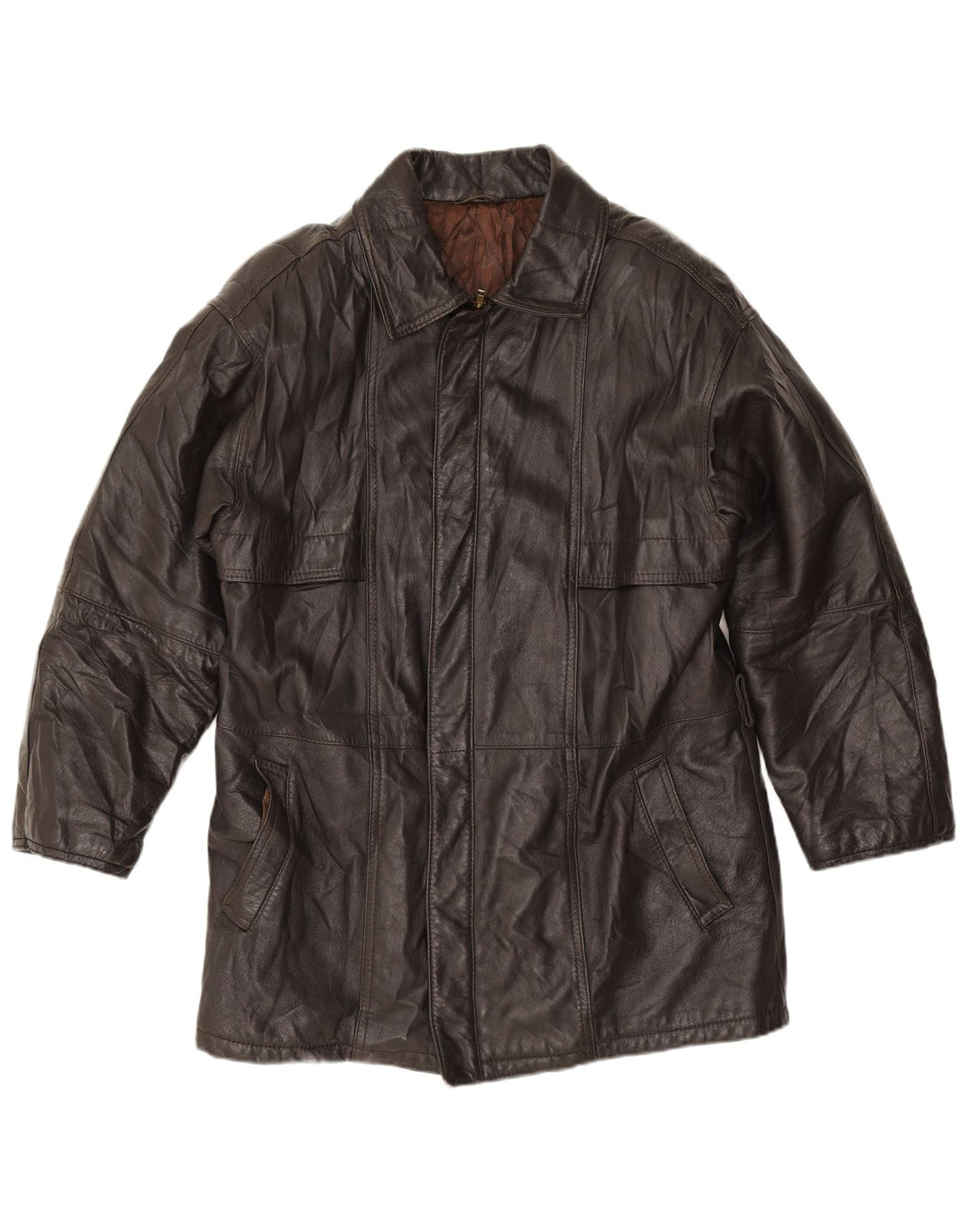 Giacca in Pelle Uomo VINTAGE IT 52 XL Pelle Nera