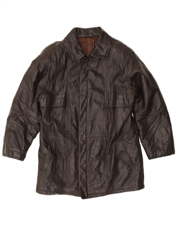 Giacca in Pelle Uomo VINTAGE IT 52 XL Pelle Nera