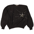Maglione girocollo oversize da donna vintage corto girocollo IT 46 grande nero