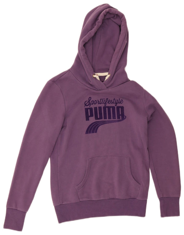 Felpa con cappuccio grafica da donna Puma UK 12 cotone viola medio