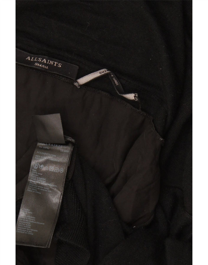 Maglione cardigan aperto asimmetrico da donna ALL SAINTS UK 10 piccolo in lana nera