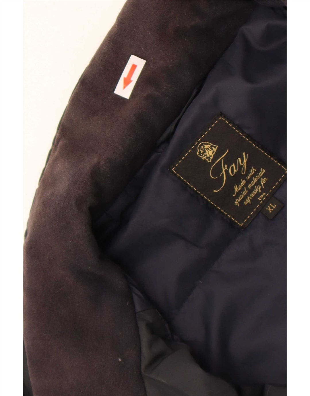Giacca a vento con cappuccio da uomo Fay UK 42 XL Blu Navy