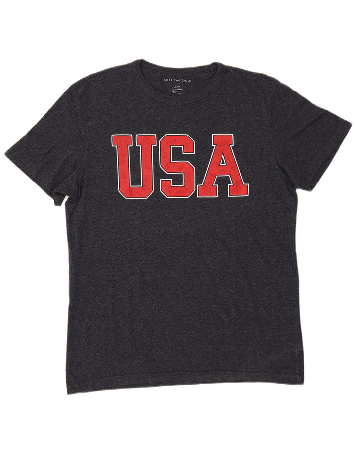 AMERICAN EAGLE T-shirt grafica standard da uomo Coupe Top medio blu navy