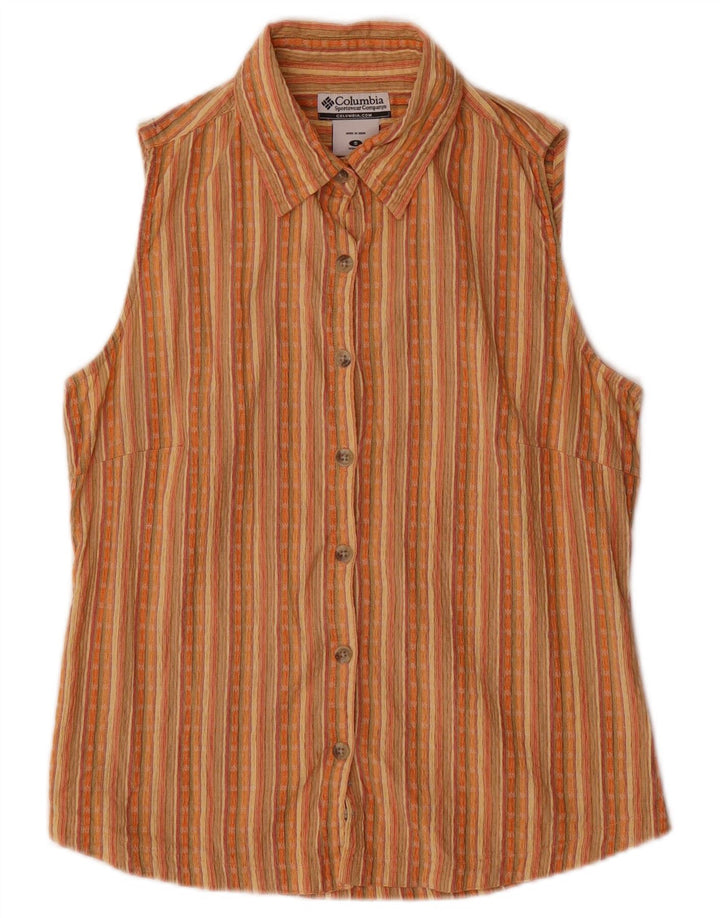 COLUMBIA Camicia senza maniche da donna Camicetta UK 10 Piccola a righe multicolore