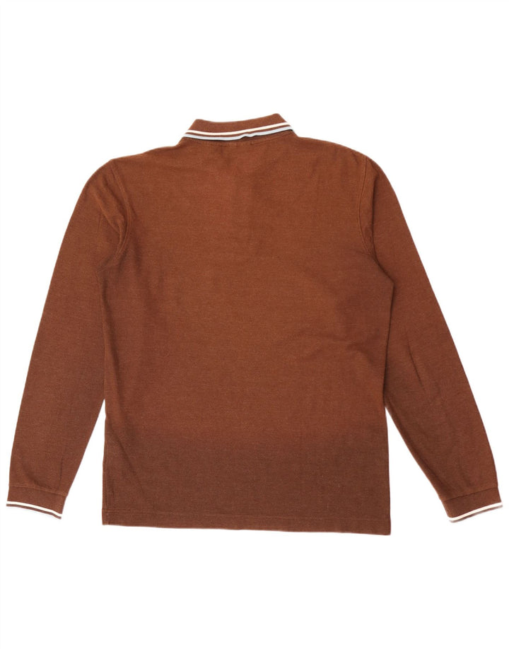Polo da uomo a maniche lunghe Fila in cotone marrone medio