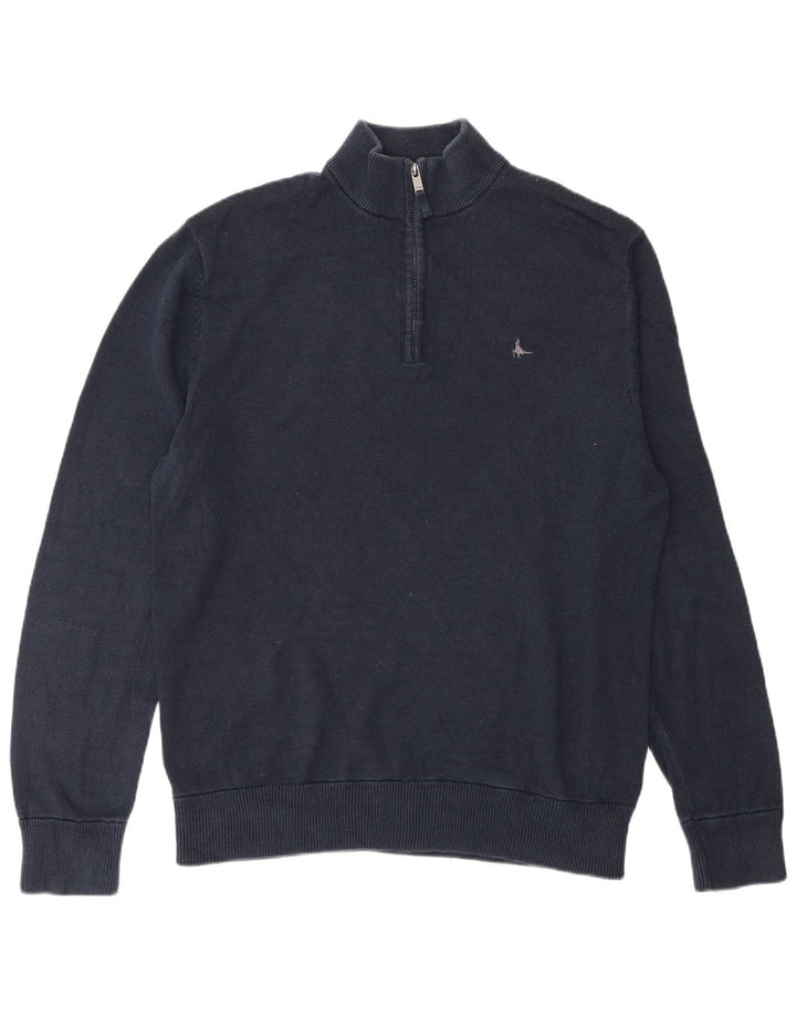 Maglione da uomo con collo con zip Jack Wills, grande cotone blu navy