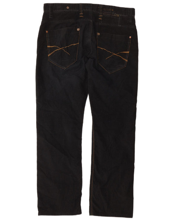 Pantaloni dritti in velluto a coste da uomo Zara EU 46 XL W36 L30 poliestere nero