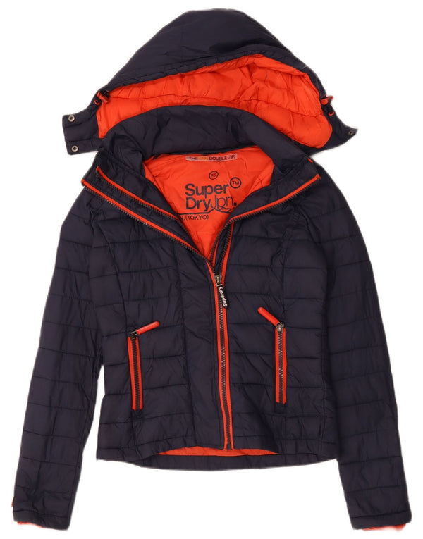 Giacca imbottita con cappuccio da donna Superdry UK 6 XS poliestere blu navy