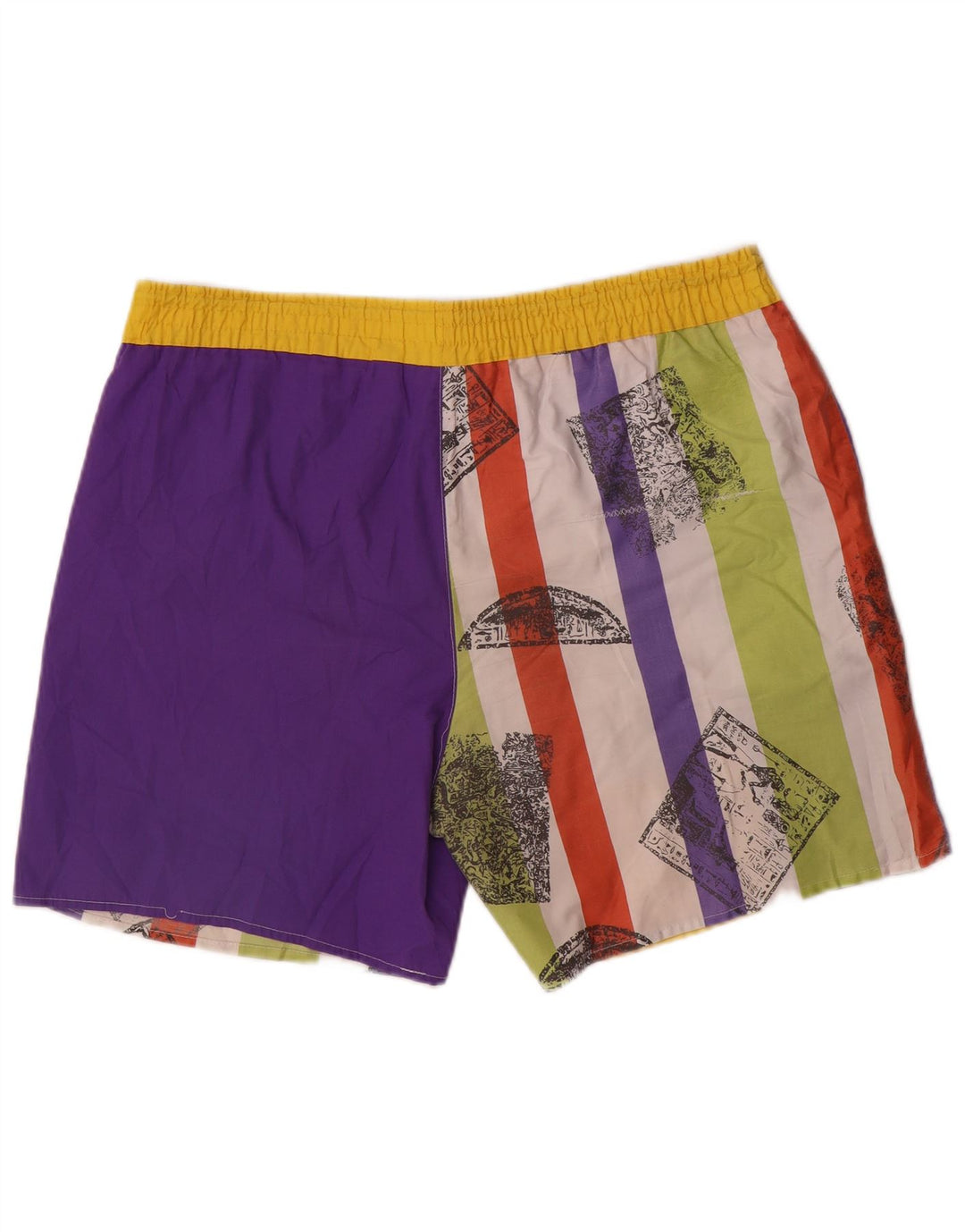 Pantaloncini da bagno grafici vintage da uomo XL in poliestere color block multicolore
