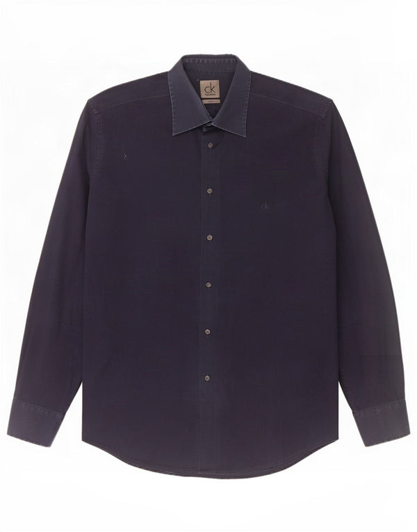Camicia slim fit da uomo Calvin Klein XL in cotone blu navy