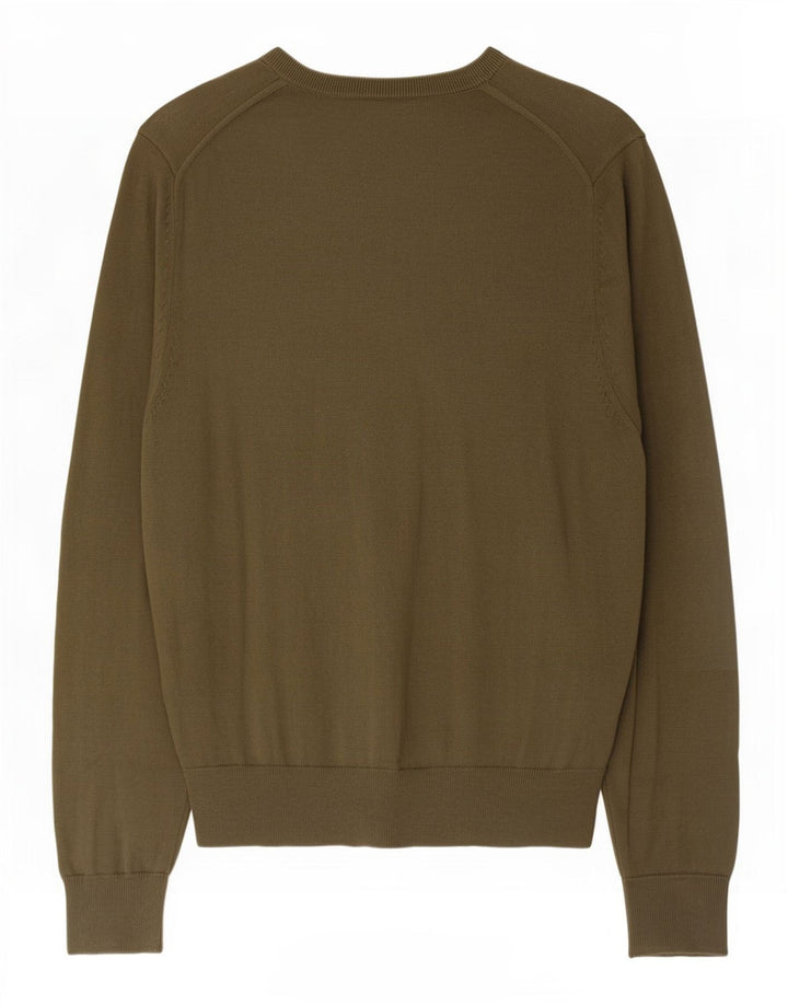 Maglione da uomo Marks & Spencer con scollo a V grande cotone kaki