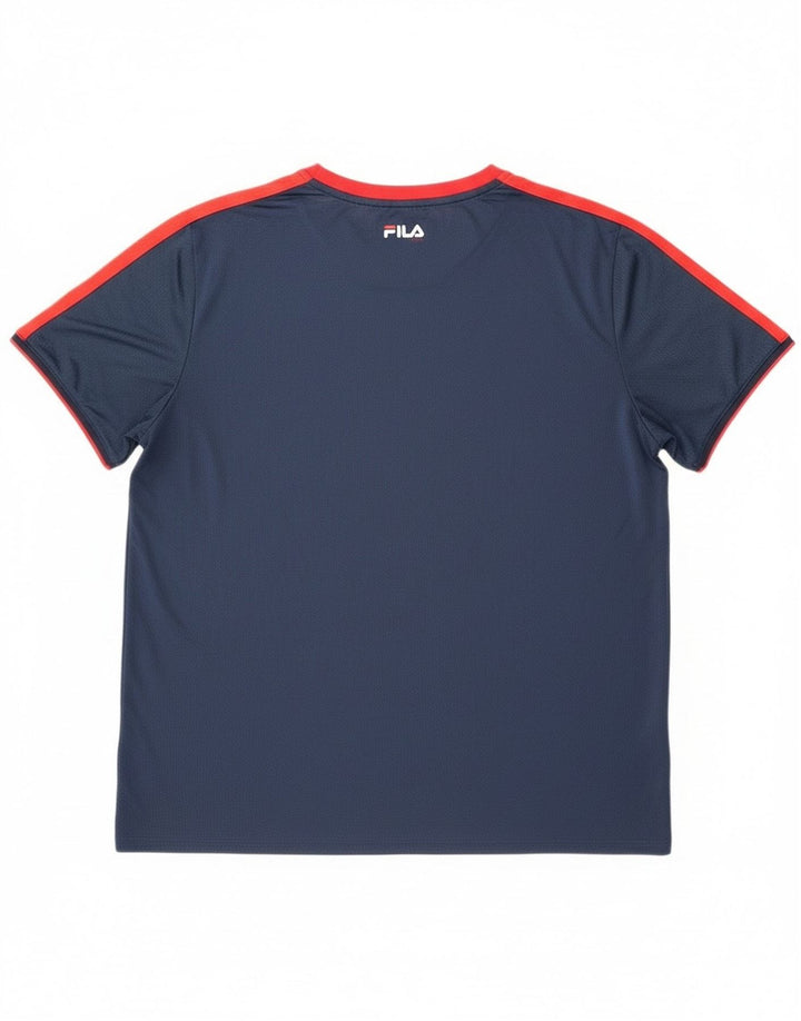 T-shirt Fila da uomo Top 2XL Poliestere color block blu navy