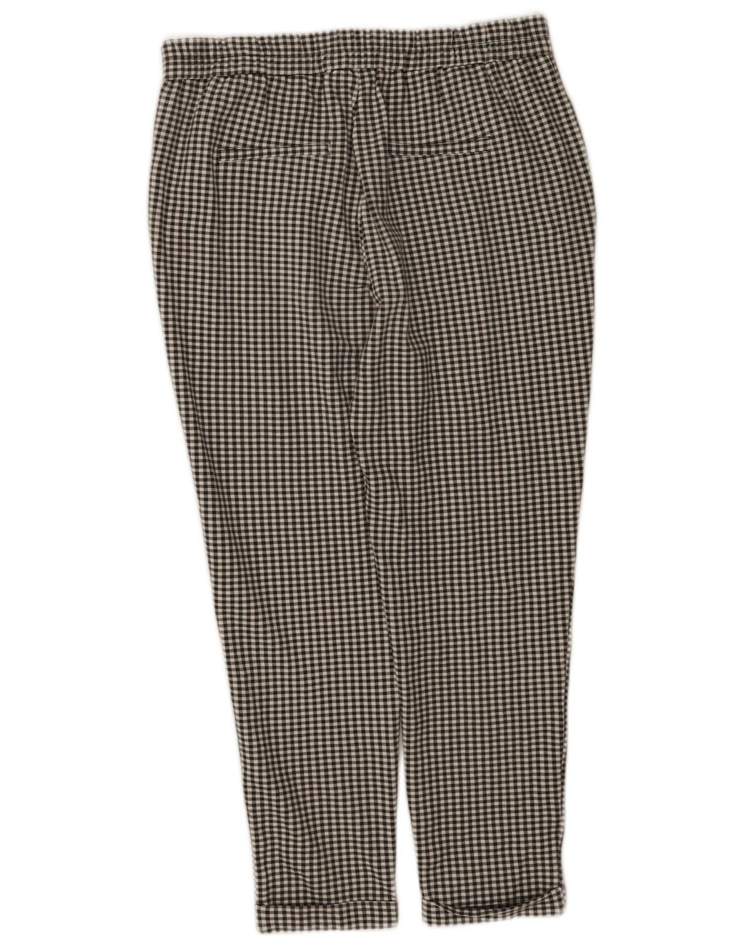 Pantaloni cropped a vita alta da donna Benetton medi W28 L24 a quadretti neri